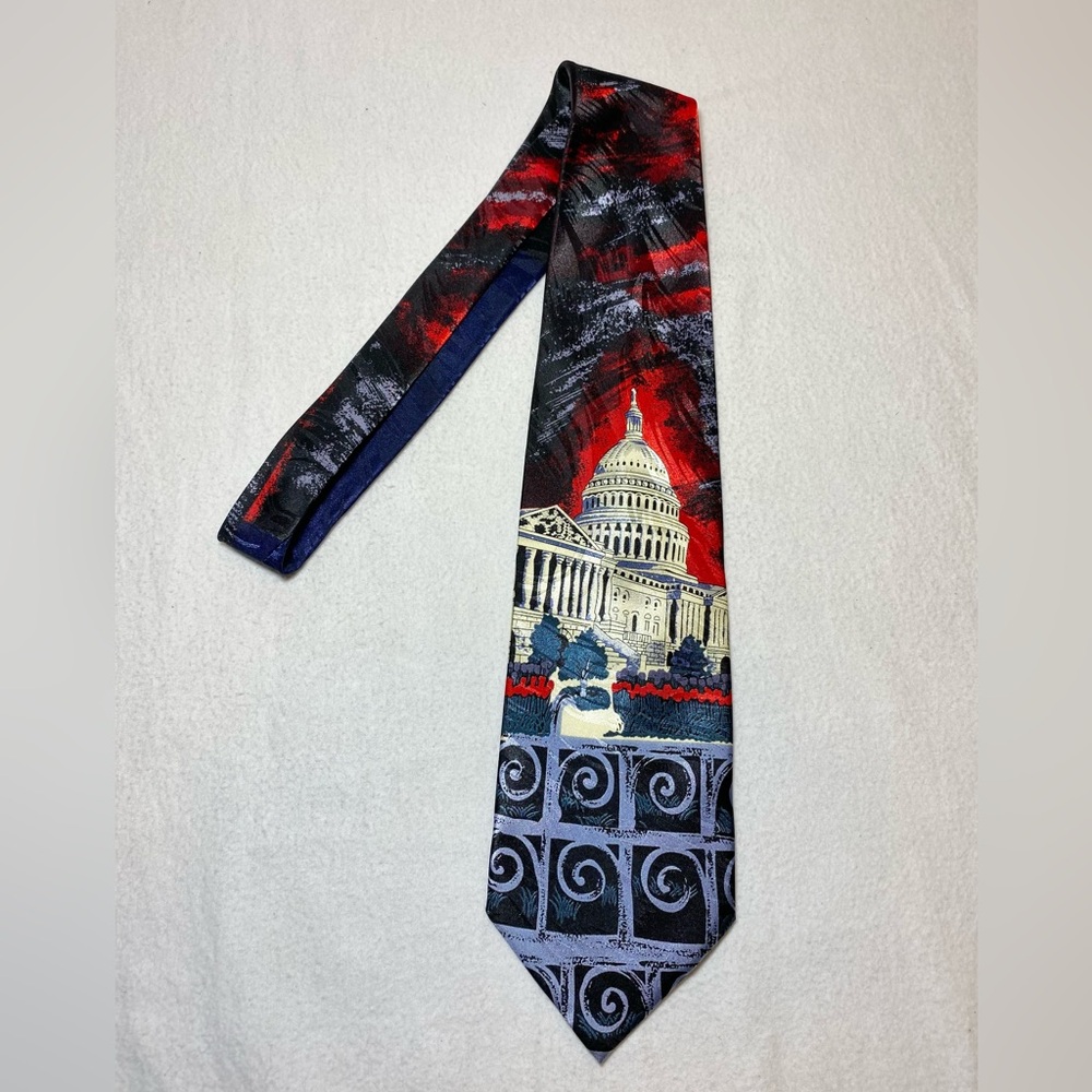 Forever T Mens Neck Tie Abstract Colorful Patriotic American US Capitol Building